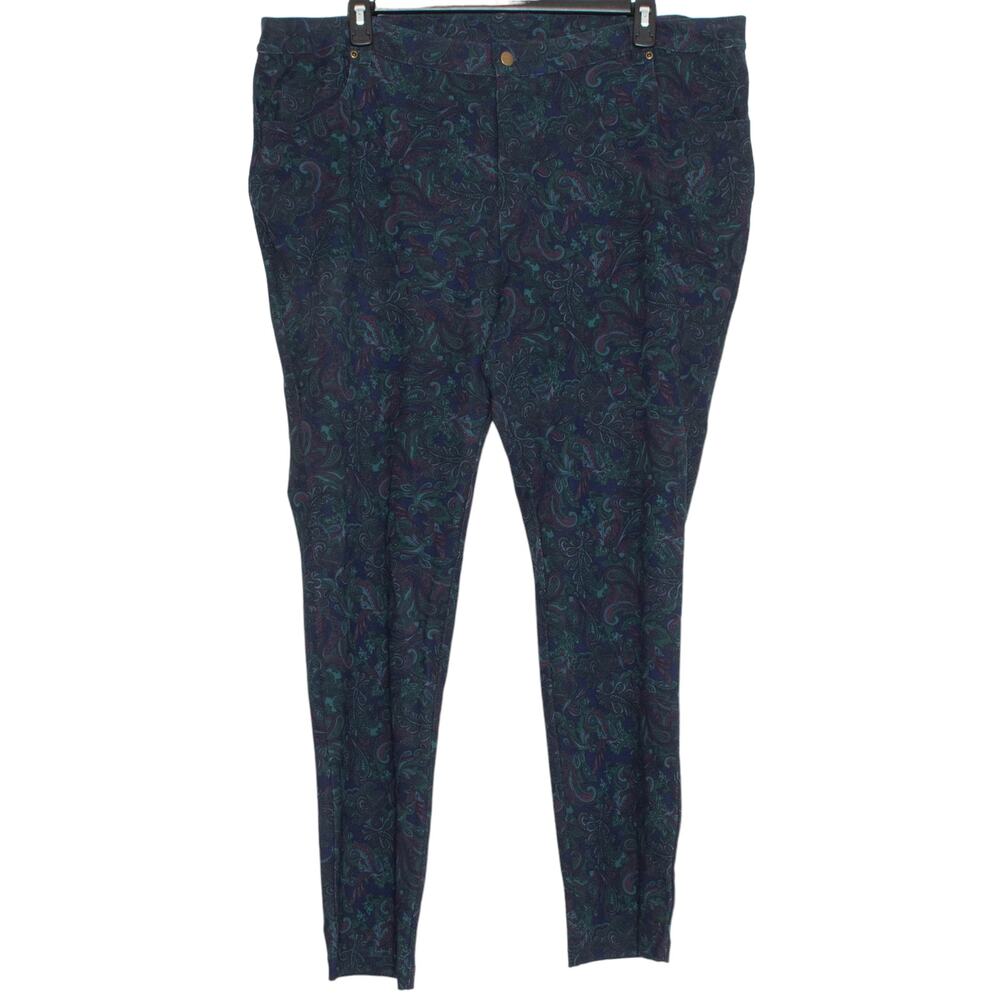 Roamans Pants Paisley Dark Floral Cottage Boho Retro Preppy Academia Artsy 24W